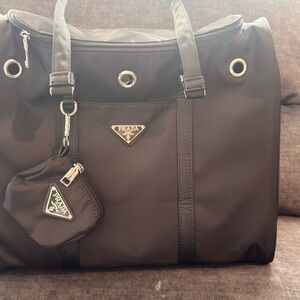 Prada Black Nylon Duffel with Detachable Coin Pouch